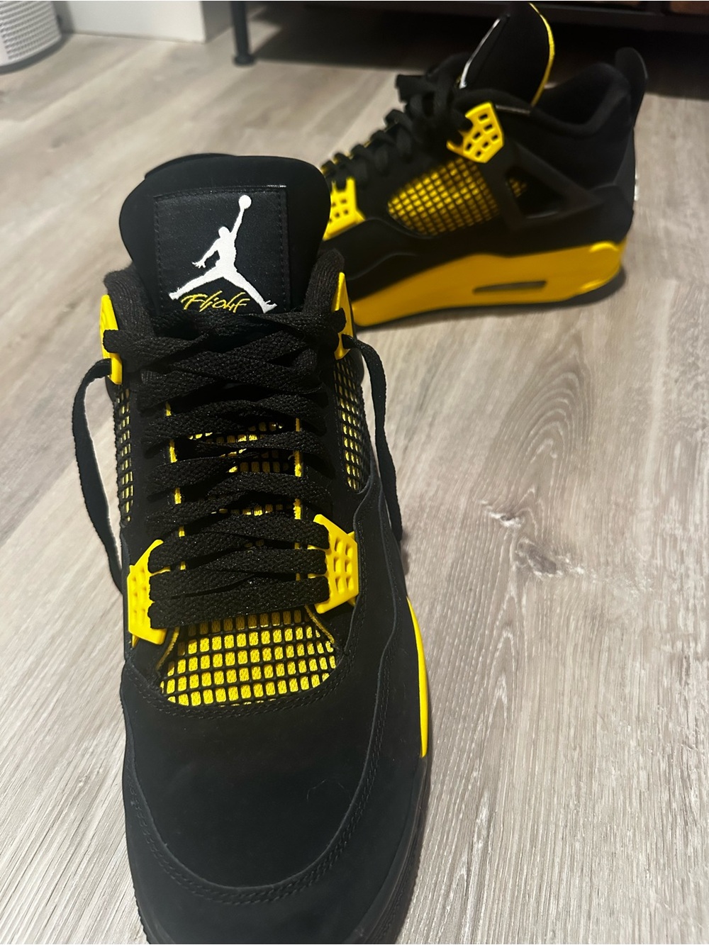 Jordan Men’s Black and Yellow Retro Sneakers - Picture 2 of 7